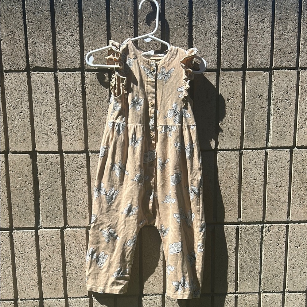 Kids Tan Printed Jumpsuit